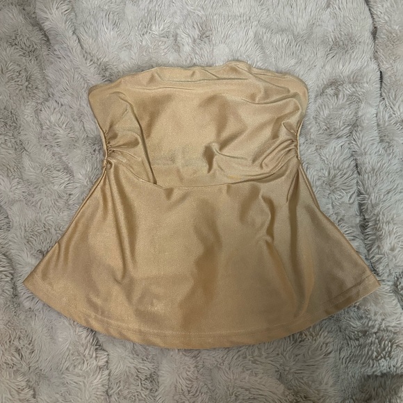 SHEIN Tops - Strapless Gold Satin Top